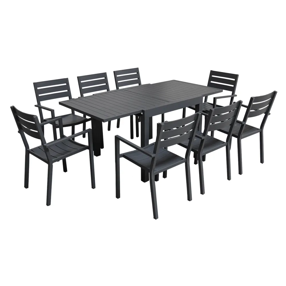 VENEZIA conjunto de muebles de jardín 90/180cm mesa de aluminio antracita con Cojines Prueba de Agua