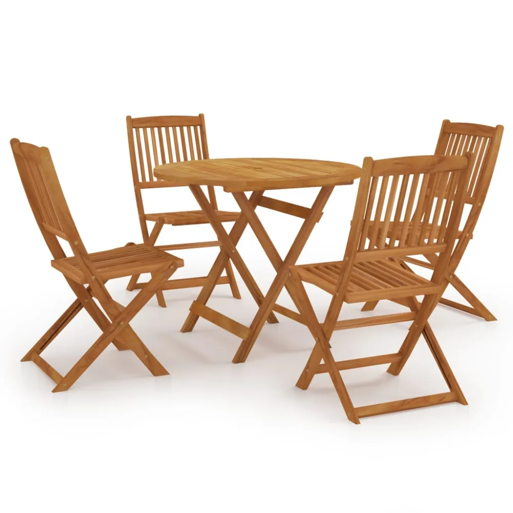 vidaXL comedor de jardín plegable 5 piezas madera maciza de acacia en Ratán Sintético