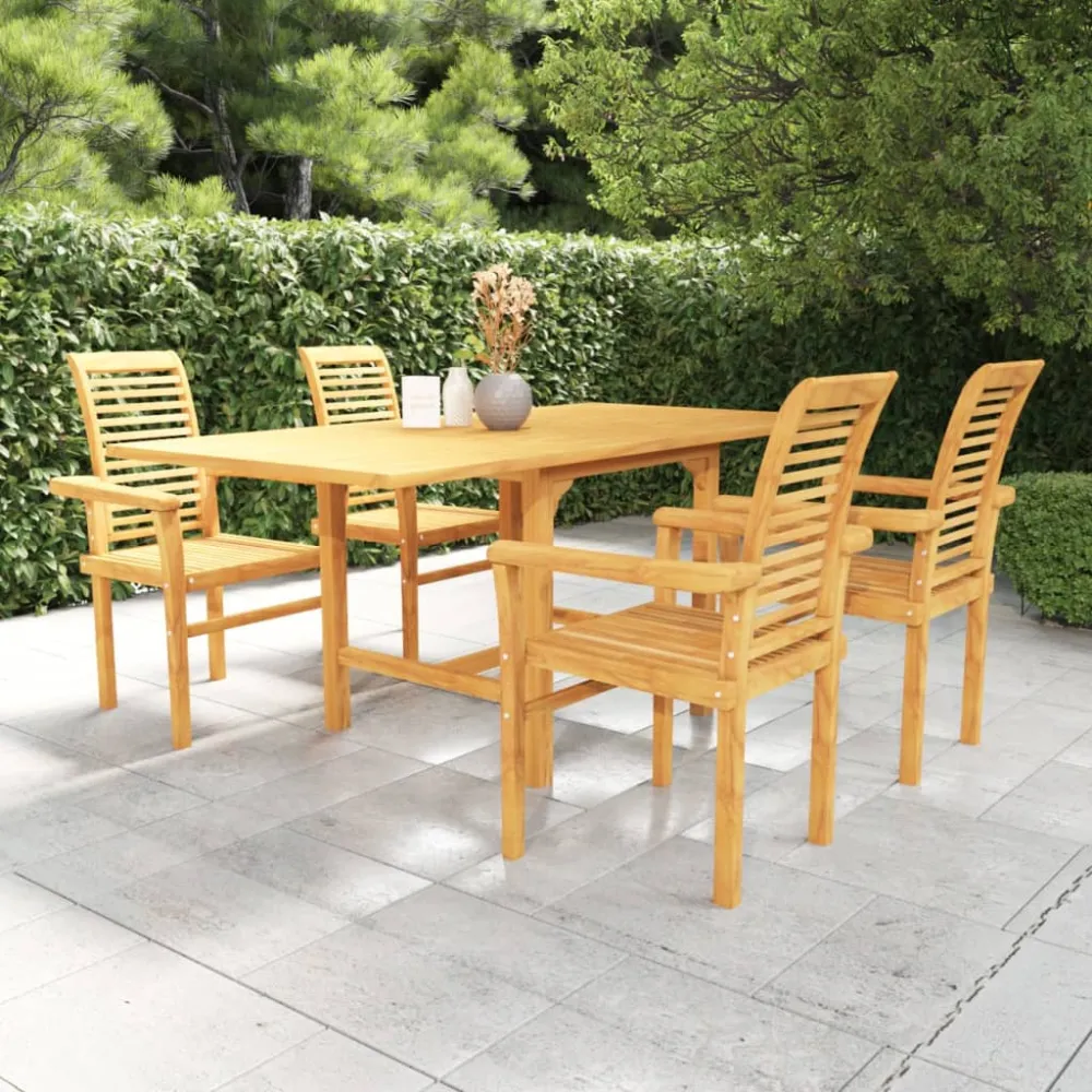 vidaXL conjunto de comedor de jardín 5 piezas madera maciza de teca Fácil Mantenimiento