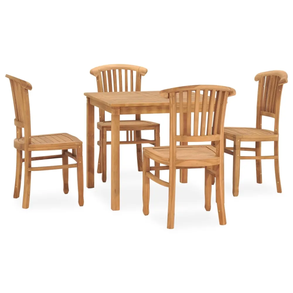 vidaXL conjunto de comedor para jardín 5 piezas madera maciza de teca - Incluye Mesa y Sillas