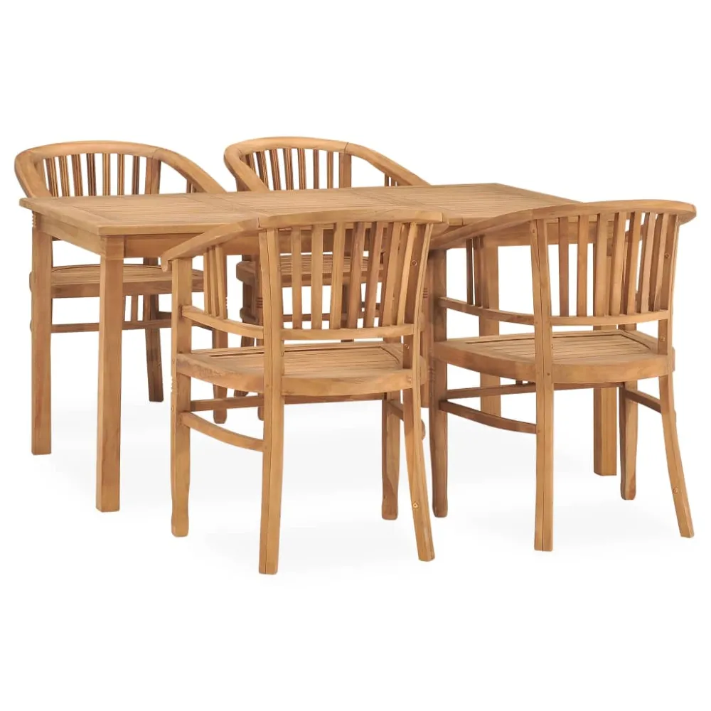 vidaXL conjunto de comedor para jardín 5 piezas madera maciza de teca Fácil Mantenimiento