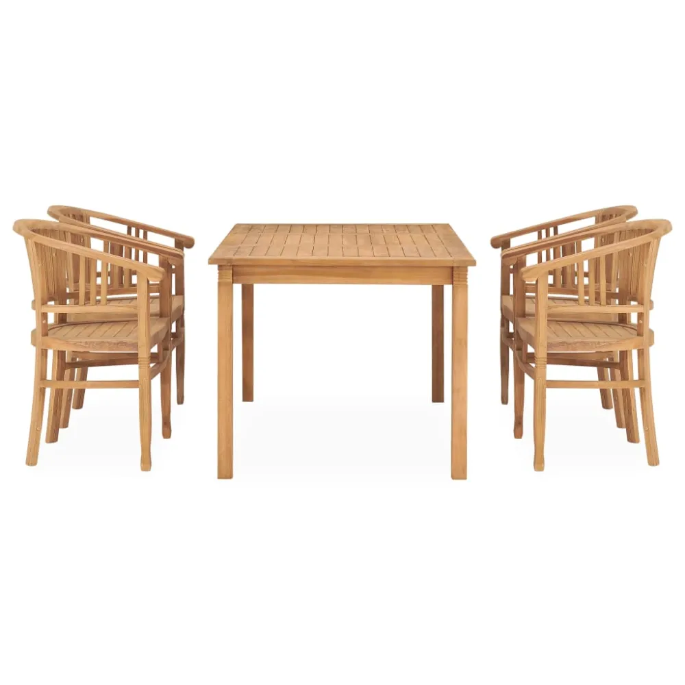 vidaXL conjunto de comedor para jardín 5 piezas madera maciza de teca Fácil Mantenimiento