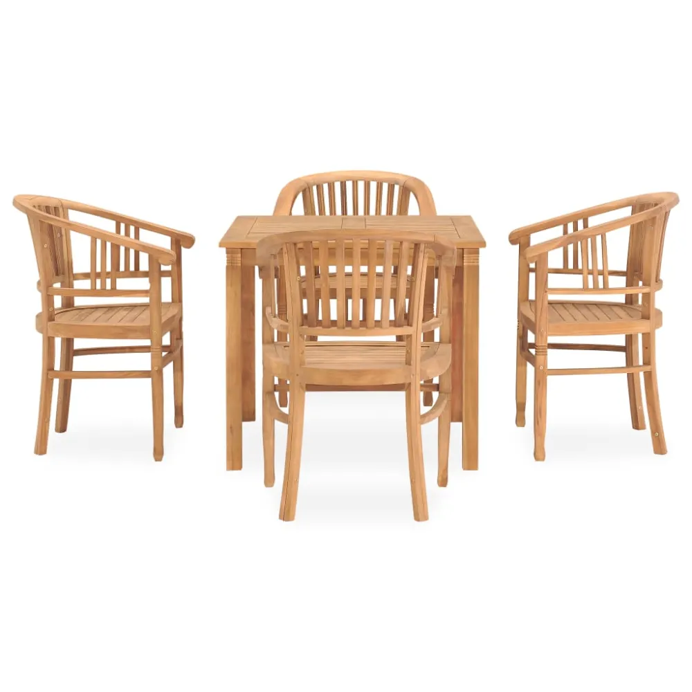 vidaXL conjunto de comedor para jardín 5 piezas madera maciza de teca con Mesa de Centro
