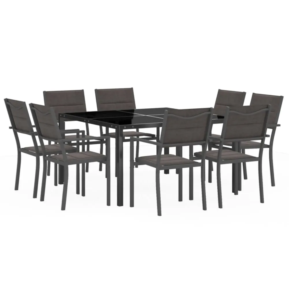 vidaXL juego de comedor de jardín 9 piezas acero en Color Café y Beige