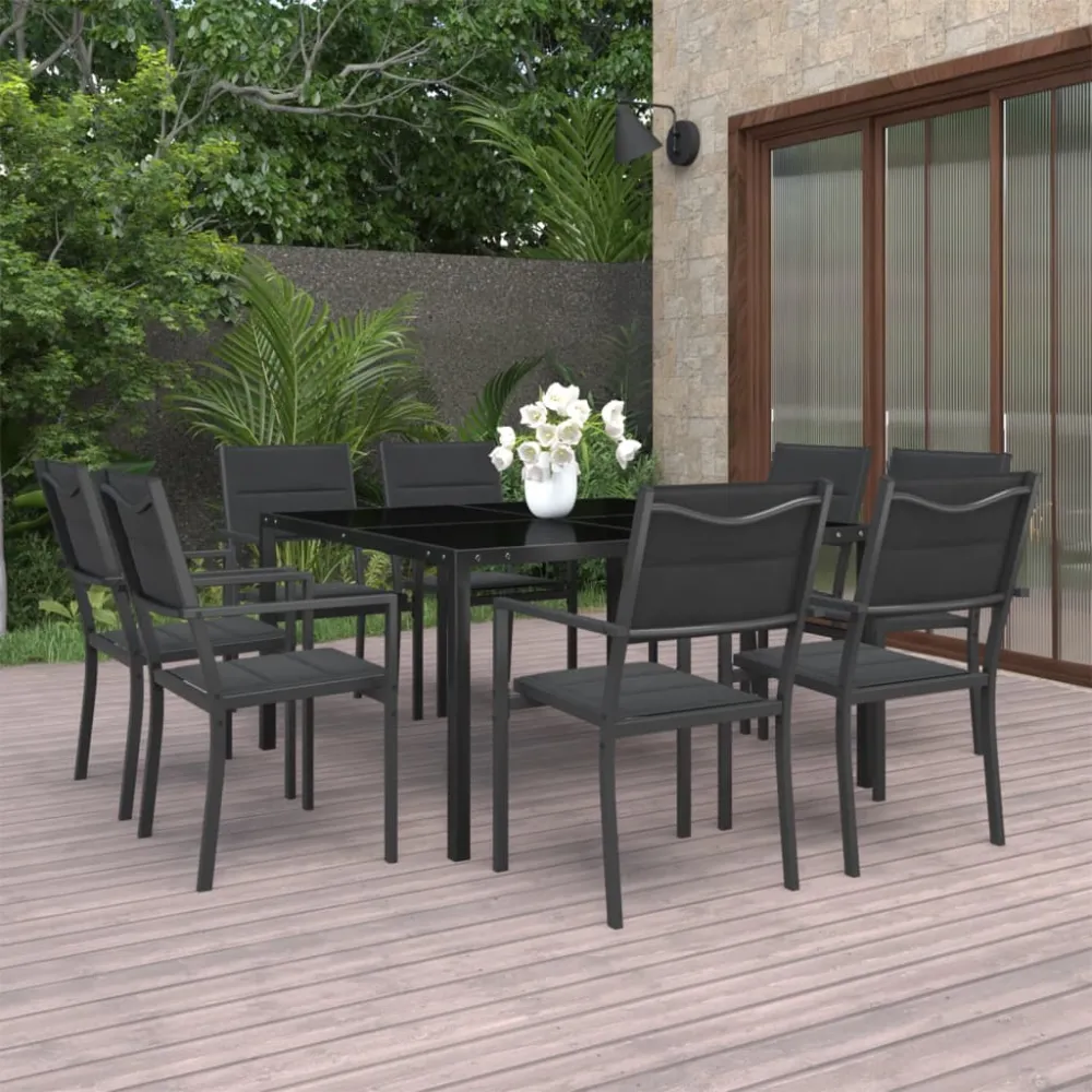 vidaXL juego de comedor de jardín 9 piezas acero en Color Café y Beige
