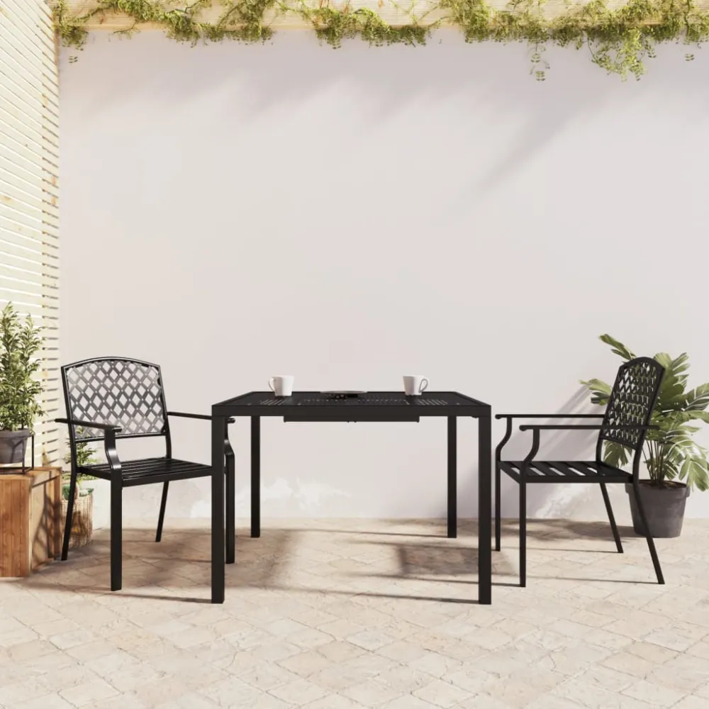 vidaXL juego de comedor de jardín 3 piezas acero gris antracita en Ratán Sintético