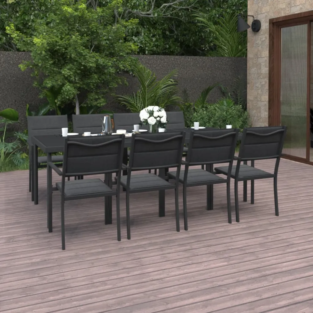 vidaXL juego de comedor de jardín 9 piezas acero con Mesa de Centro