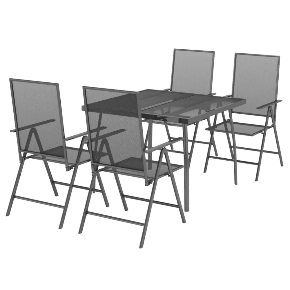 vidaXL juego de comedor de jardín 5 piezas acero gris antracita con Mesa de Centro