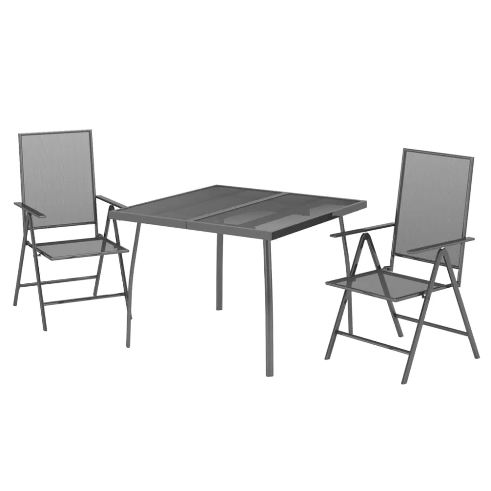 vidaXL juego de comedor de jardín 3 piezas acero gris antracita con Sombrilla Incluida