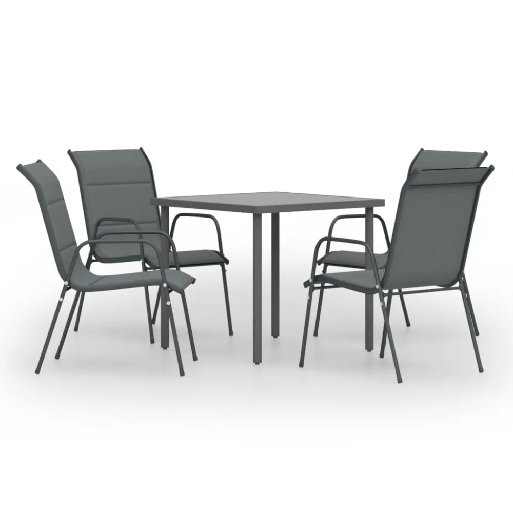 vidaXL juego de comedor de jardín 5 piezas acero gris antracita Fácil Mantenimiento