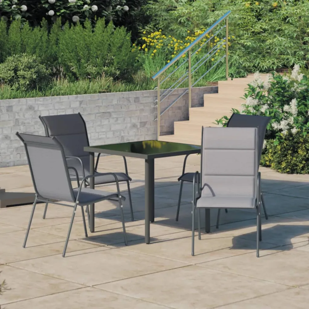 vidaXL juego de comedor de jardín 5 piezas acero gris antracita Fácil Mantenimiento