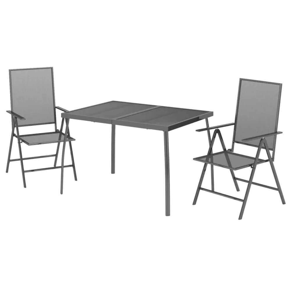 vidaXL juego de comedor de jardín 3 piezas acero gris antracita Material de Aluminio y Tela
