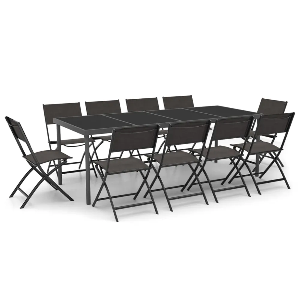 vidaXL juego de comedor de jardín 11 piezas acero | Incluye Mesa y 4 Sillas |