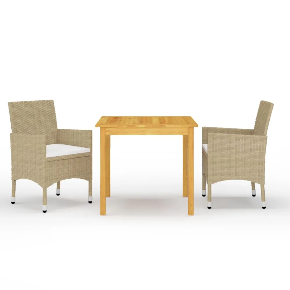 vidaXL juego de comedor de jardín de 3 piezas crema