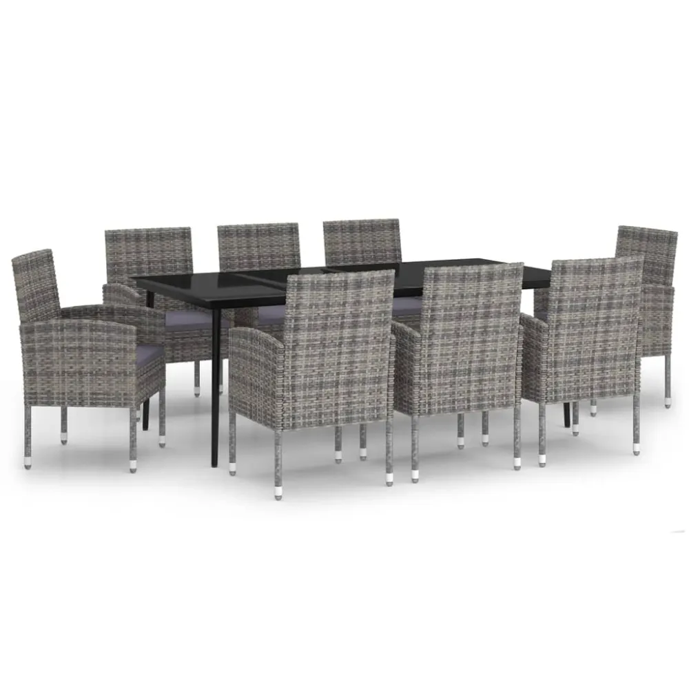 vidaXL juego de comedor de jardín 9 piezas gris antracita con Sombrilla Incluida