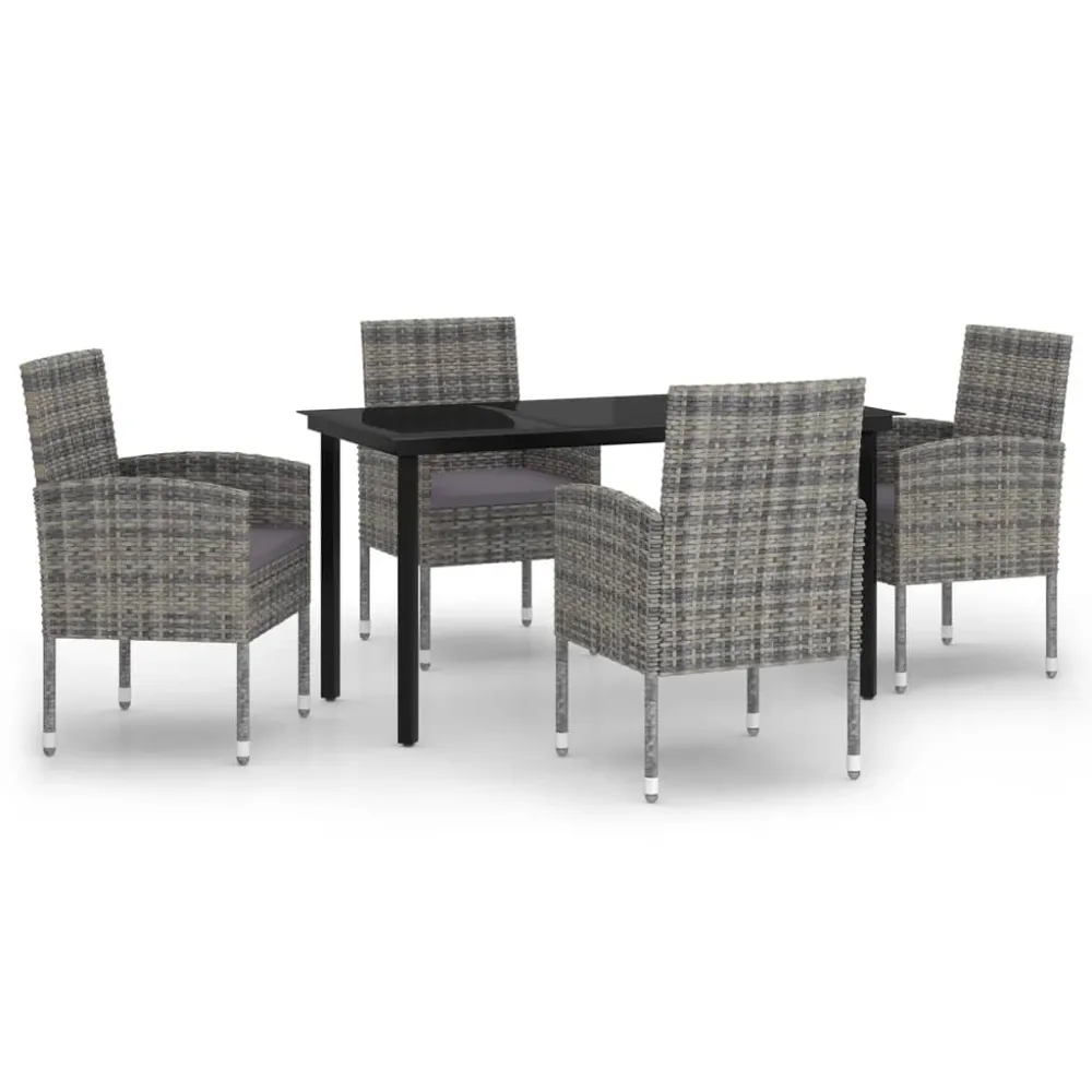 vidaXL juego de comedor de jardín 5 piezas gris antracita en Color Café y Beige