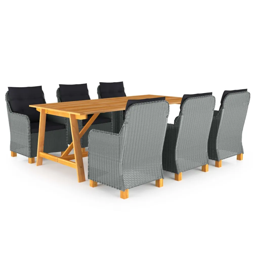 vidaXL juego de comedor de jardín 7 piezas gris preciso