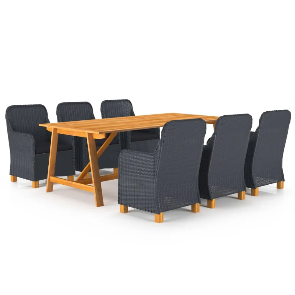 vidaXL juego de comedor de jardín 7 piezas gris sombrío