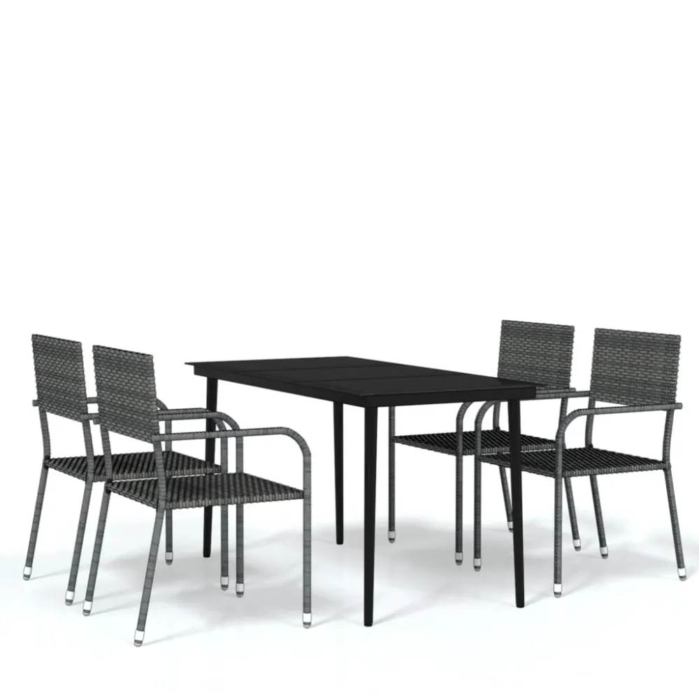 vidaXL juego de comedor de jardín 5 piezas gris con Cojines Prueba de Agua