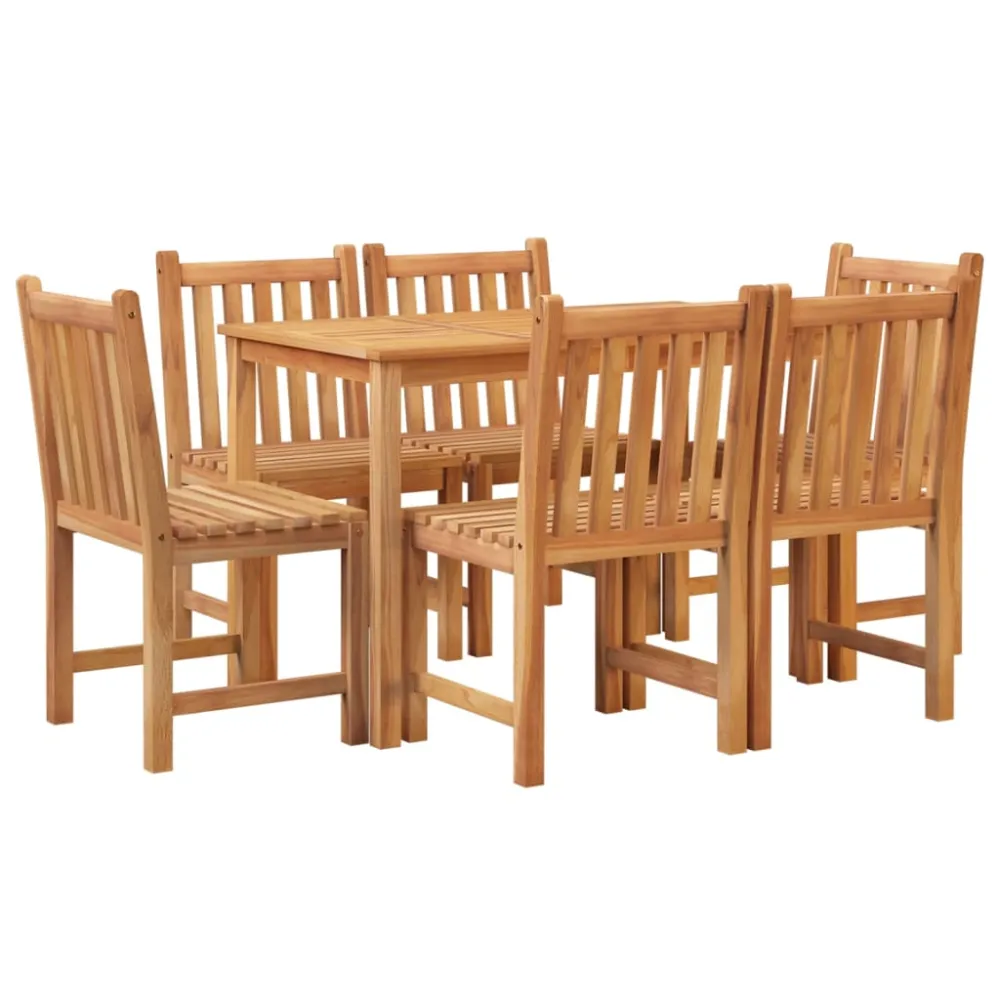 vidaXL juego de comedor de jardín 7 piezas madera maciza de teca Material de Aluminio y Tela