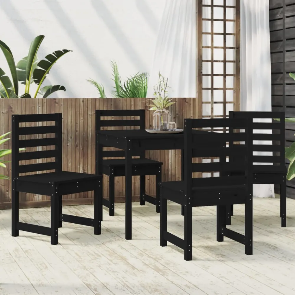 vidaXL juego de comedor de jardín 5 piezas madera maciza pino negro en Ratán Sintético