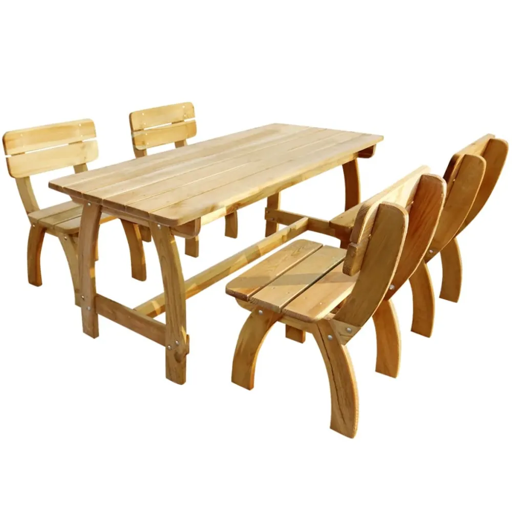 vidaXL juego de comedor de jardín 5 piezas madera de pino impregnada | Material Resistente los Rayos UV