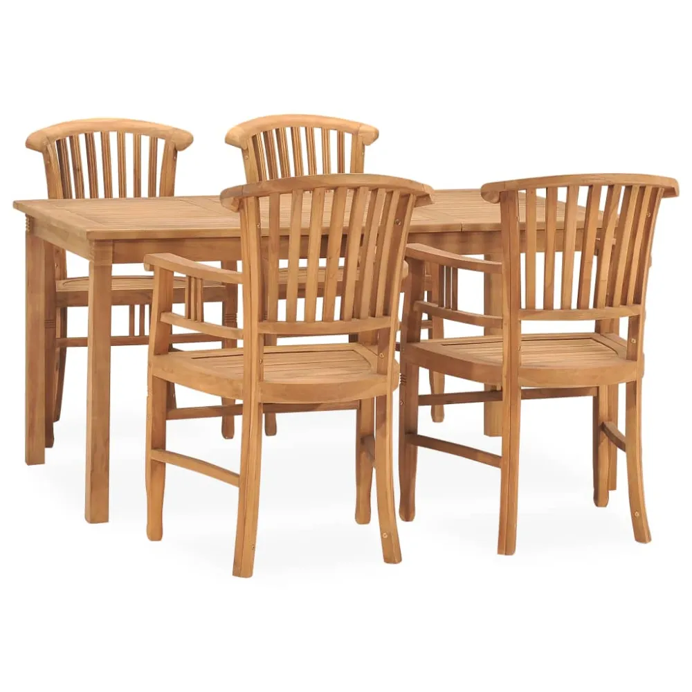 vidaXL juego de comedor de jardín 5 piezas madera maciza de teca Resistente la Intemperie
