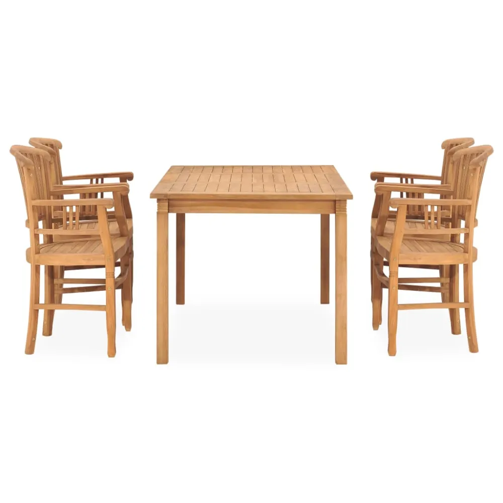 vidaXL juego de comedor de jardín 5 piezas madera maciza de teca Resistente la Intemperie