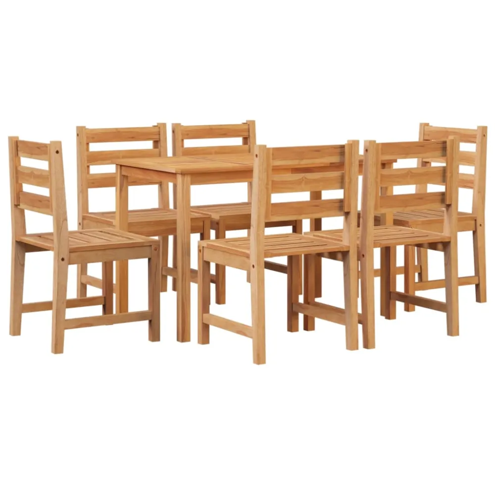 vidaXL juego de comedor de jardín 7 piezas madera maciza de teca con Sombrilla Incluida