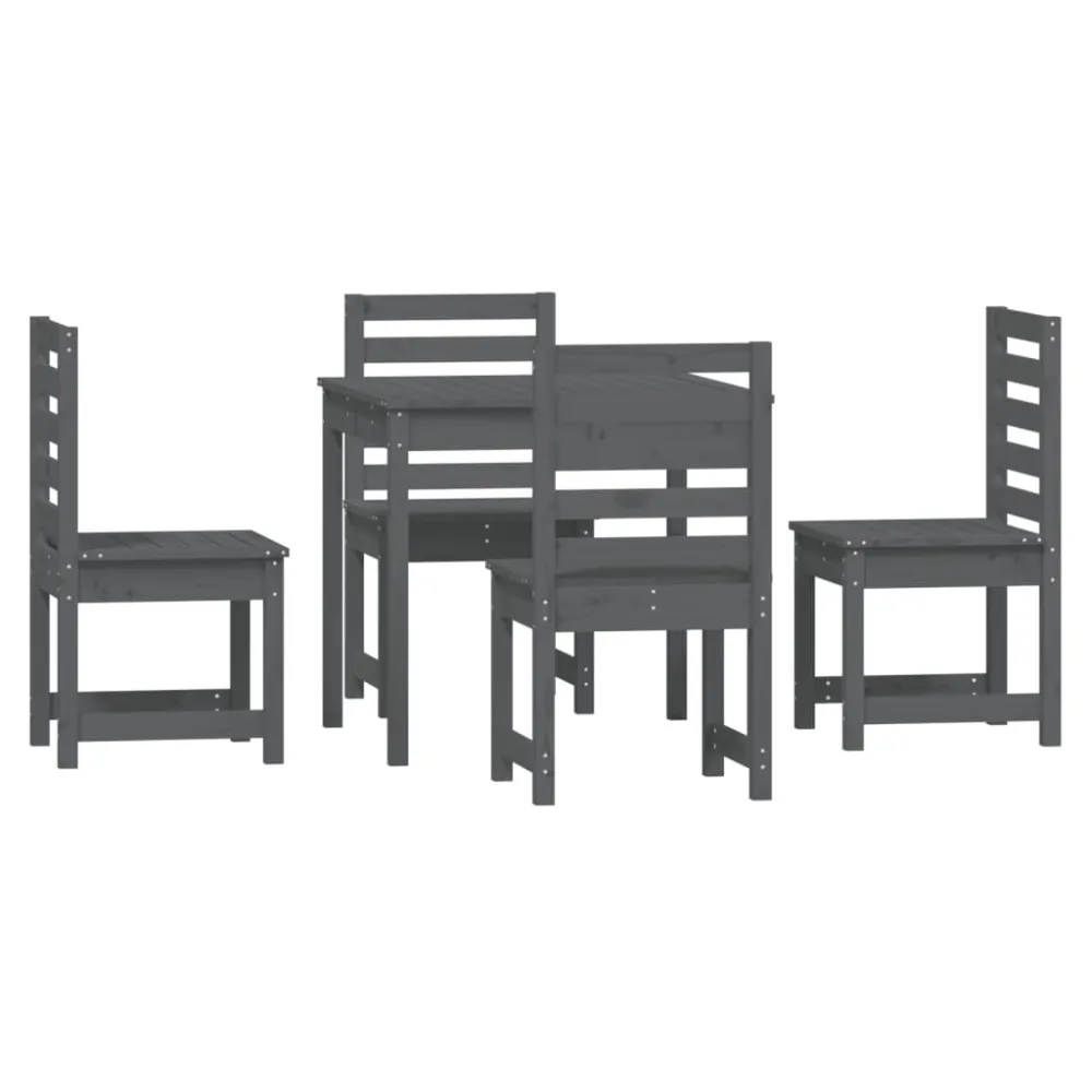 vidaXL juego de comedor de jardín 5 piezas madera maciza pino gris Material de Aluminio y Tela