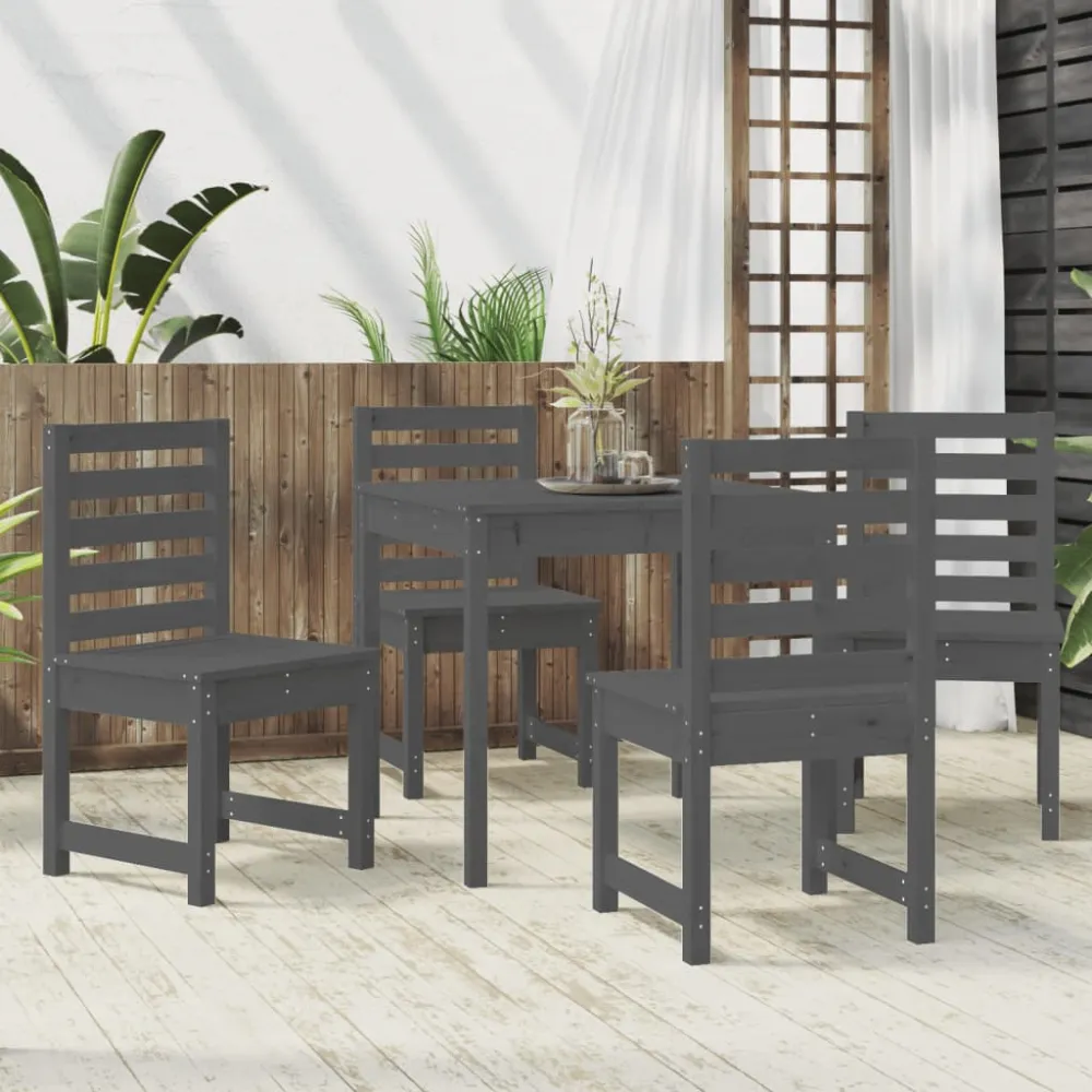 vidaXL juego de comedor de jardín 5 piezas madera maciza pino gris Material de Aluminio y Tela