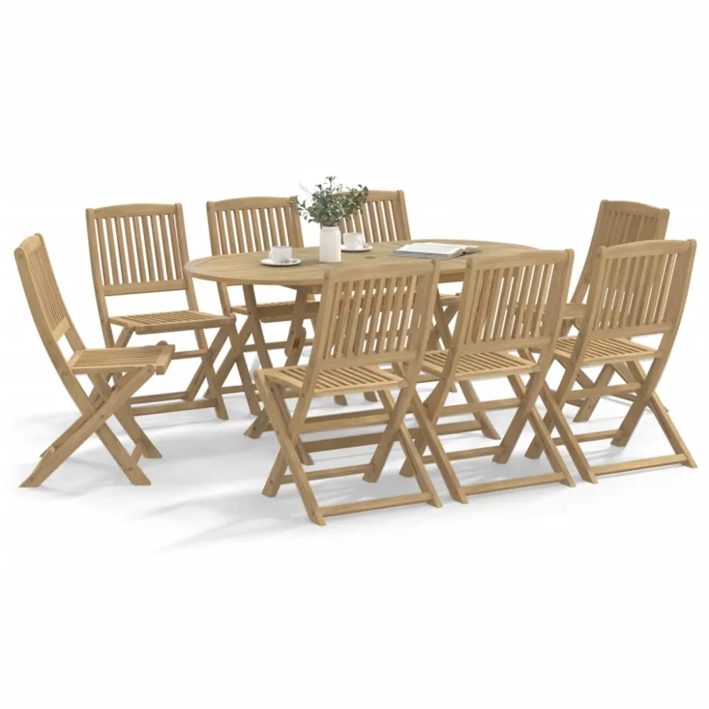 vidaXL juego de comedor de jardín 9 piezas madera maciza de acacia para 8 Personas