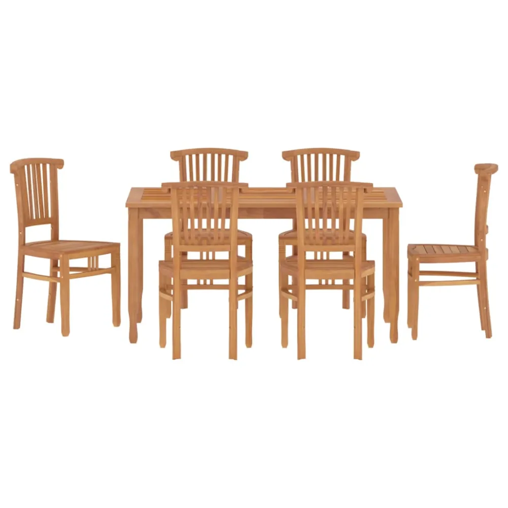 vidaXL juego de comedor de jardín 7 piezas madera maciza de teca | Incluye Mesa y 4 Sillas |