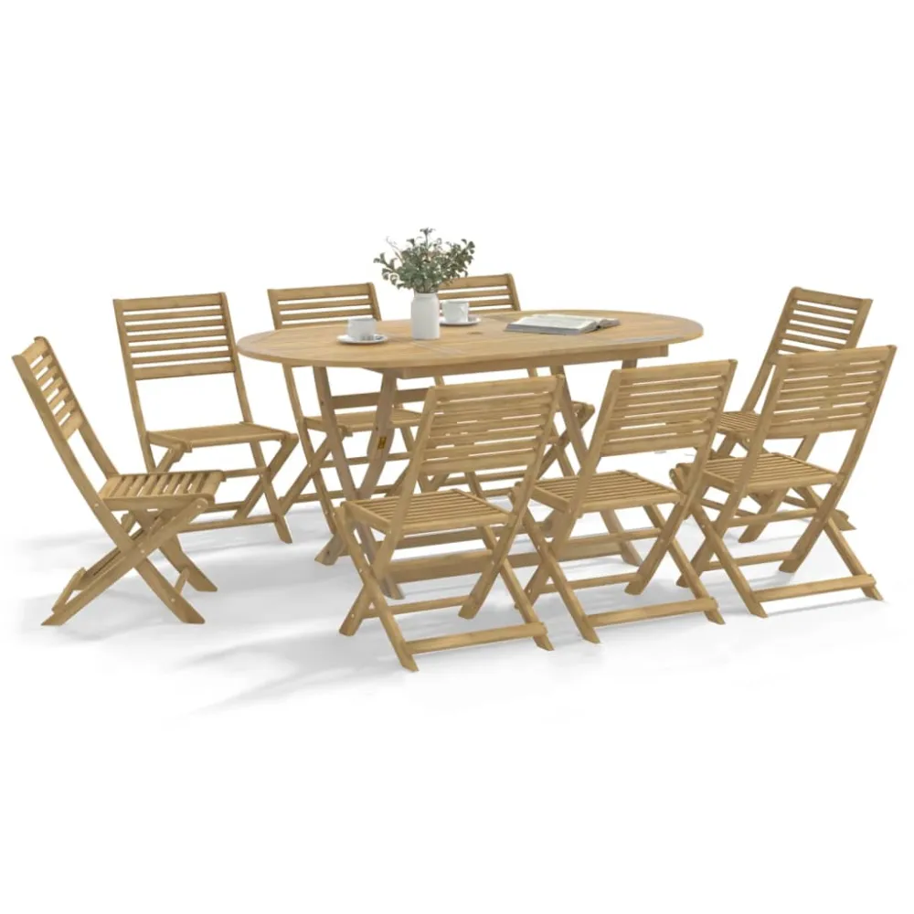 vidaXL juego de comedor de jardín 9 piezas madera maciza de acacia para Terraza y Piscina