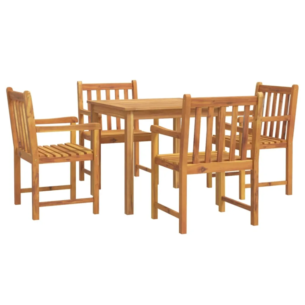 vidaXL juego de comedor de jardín 5 piezas madera maciza de acacia Resistente la Intemperie
