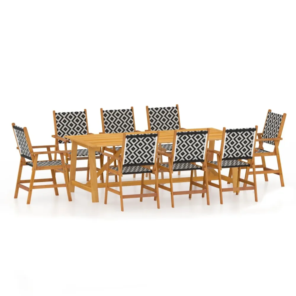 vidaXL juego de comedor de jardín 9 piezas madera maciza de acacia - Incluye Mesa y Sillas