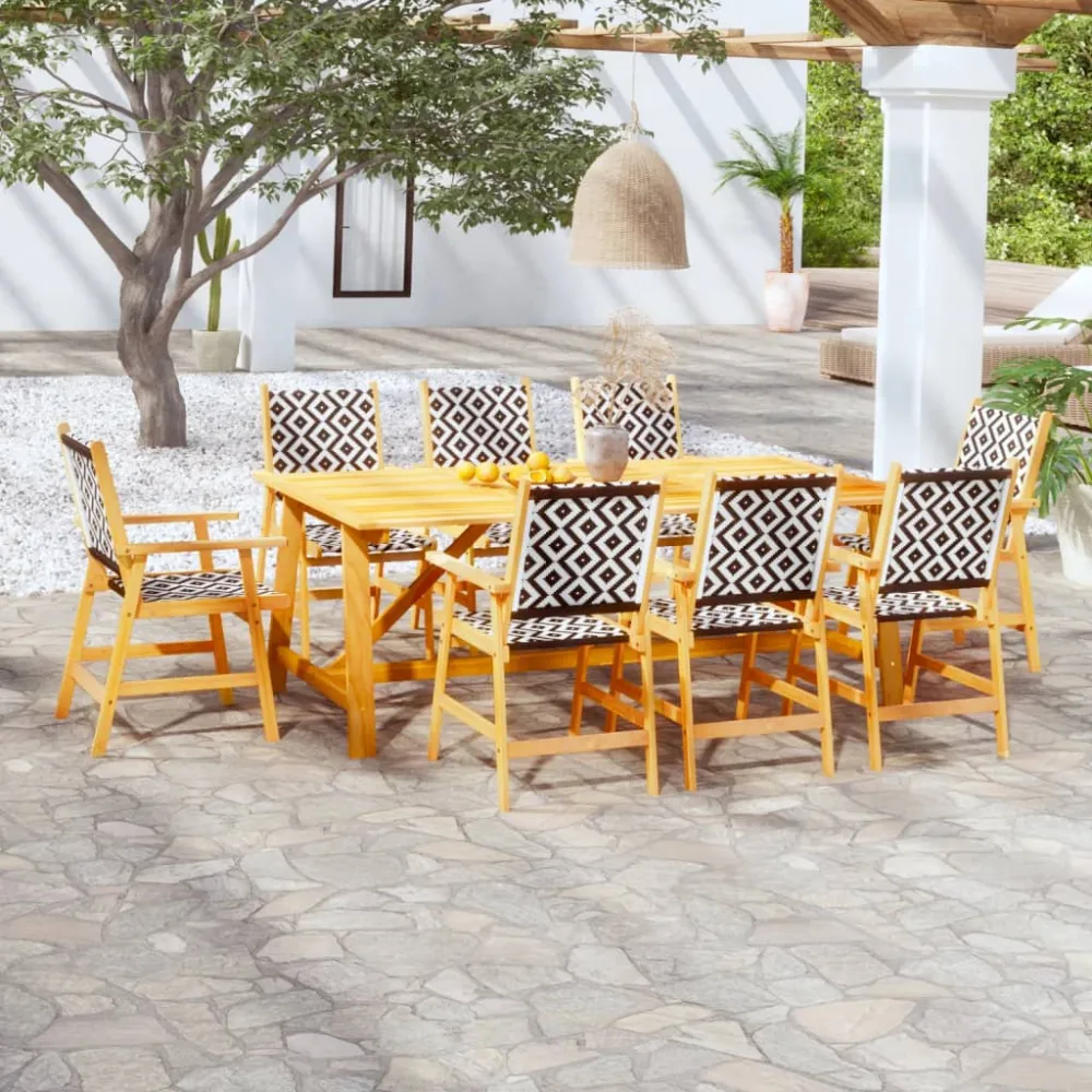 vidaXL juego de comedor de jardín 9 piezas madera maciza de acacia - Incluye Mesa y Sillas