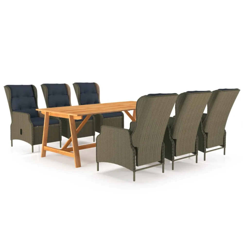 vidaXL juego de comedor de jardín 7 piezas marrón Resistente la Intemperie