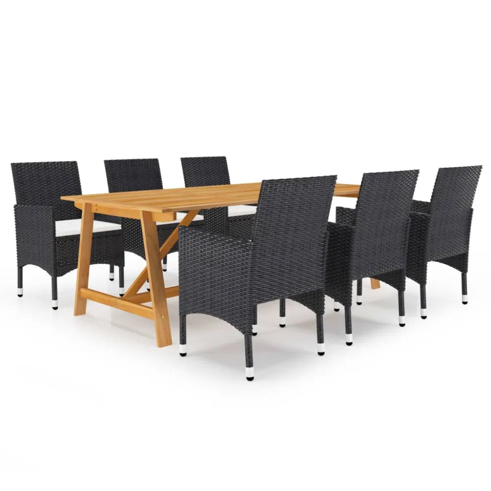 vidaXL juego de comedor de jardín 7 piezas negro para 8 Personas