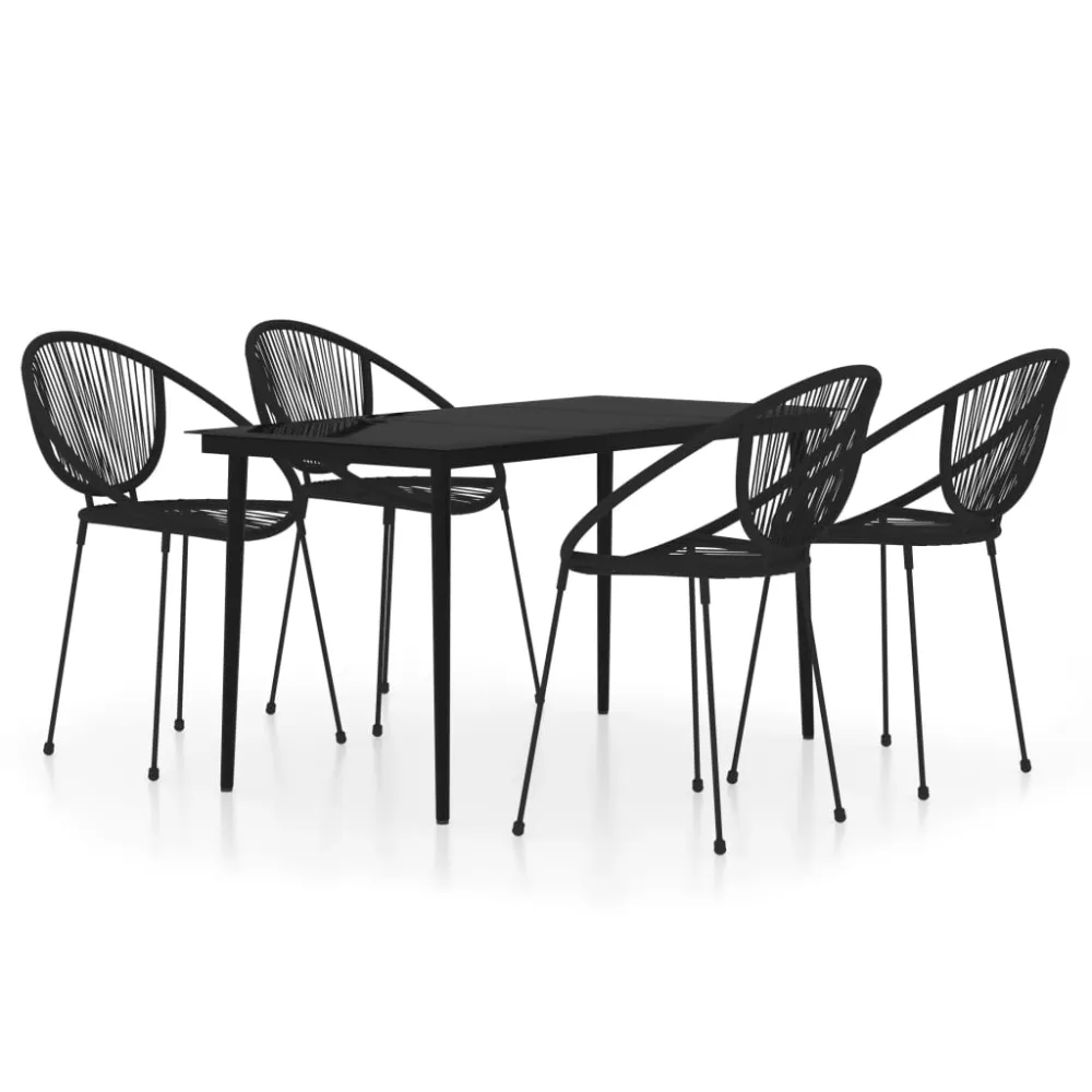 vidaXL juego de comedor de jardín 5 piezas negro | Material Resistente los Rayos UV