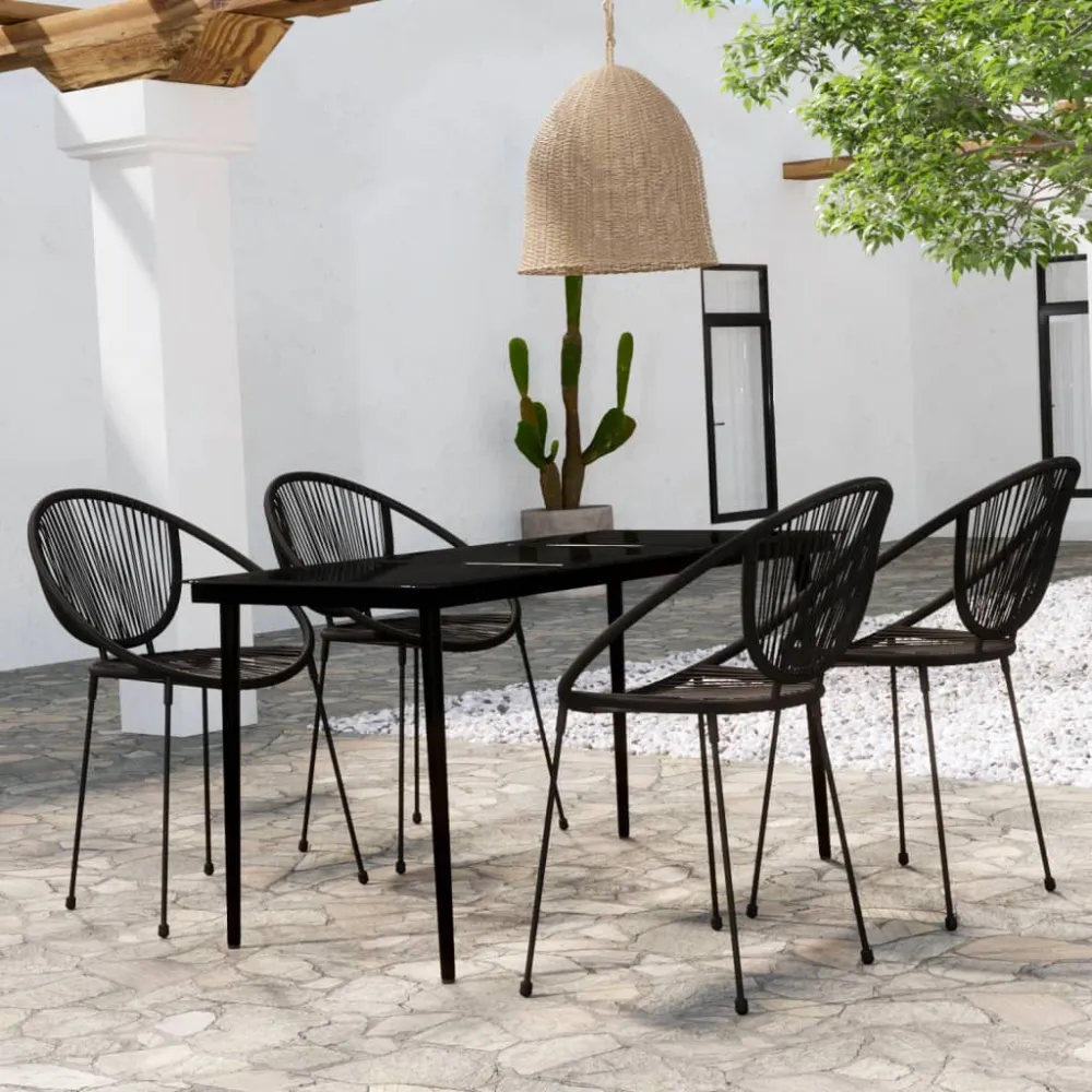 vidaXL juego de comedor de jardín 5 piezas negro | Material Resistente los Rayos UV