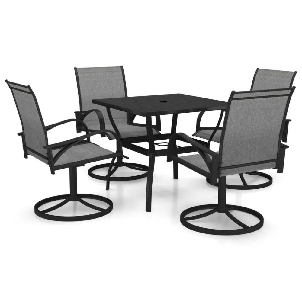 vidaXL juego de comedor de jardín 5 piezas textilene y acero con Cojines Prueba de Agua