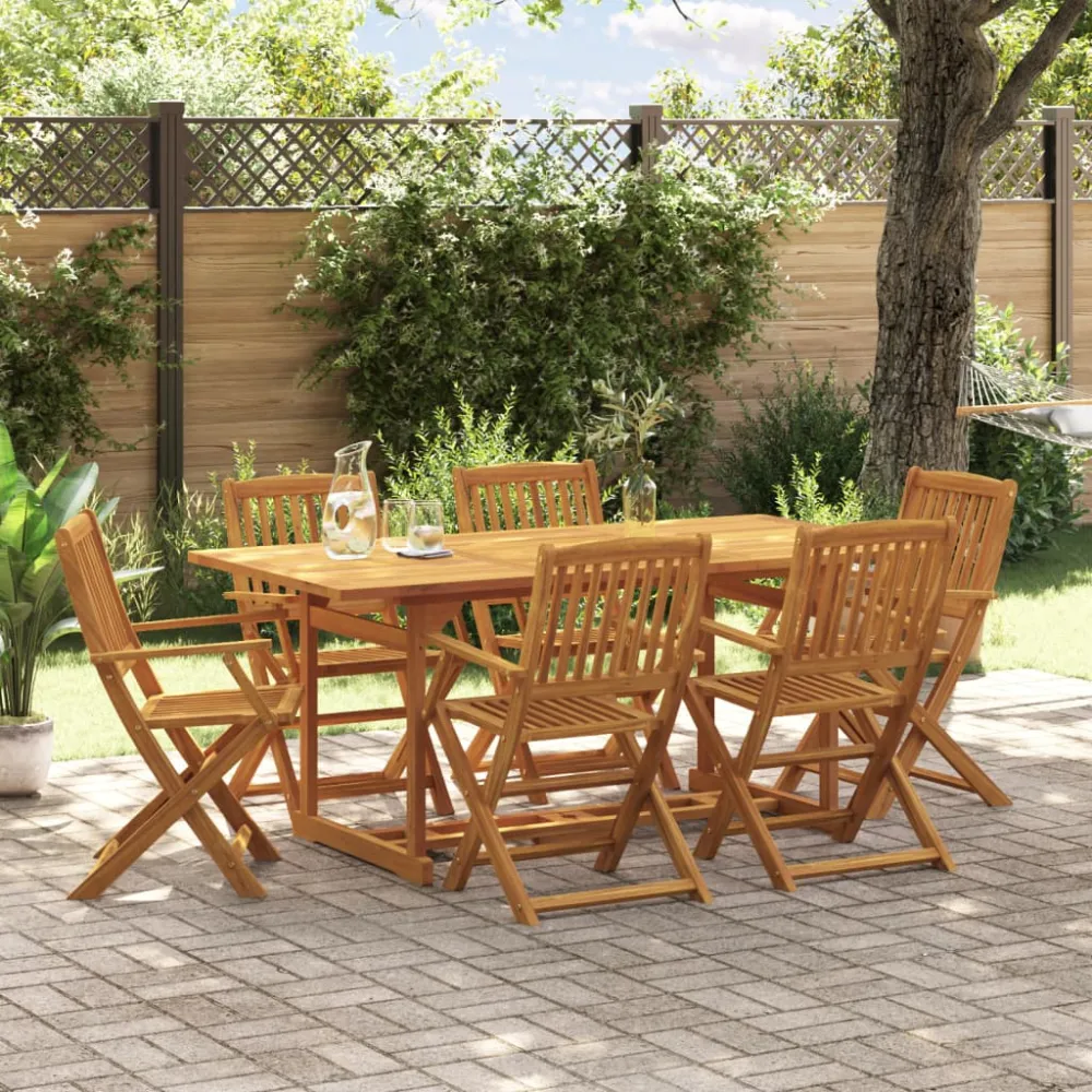vidaXL juego comedor de jardín 7 pzas madera maciza acacia 180x90x75cm Fácil Mantenimiento