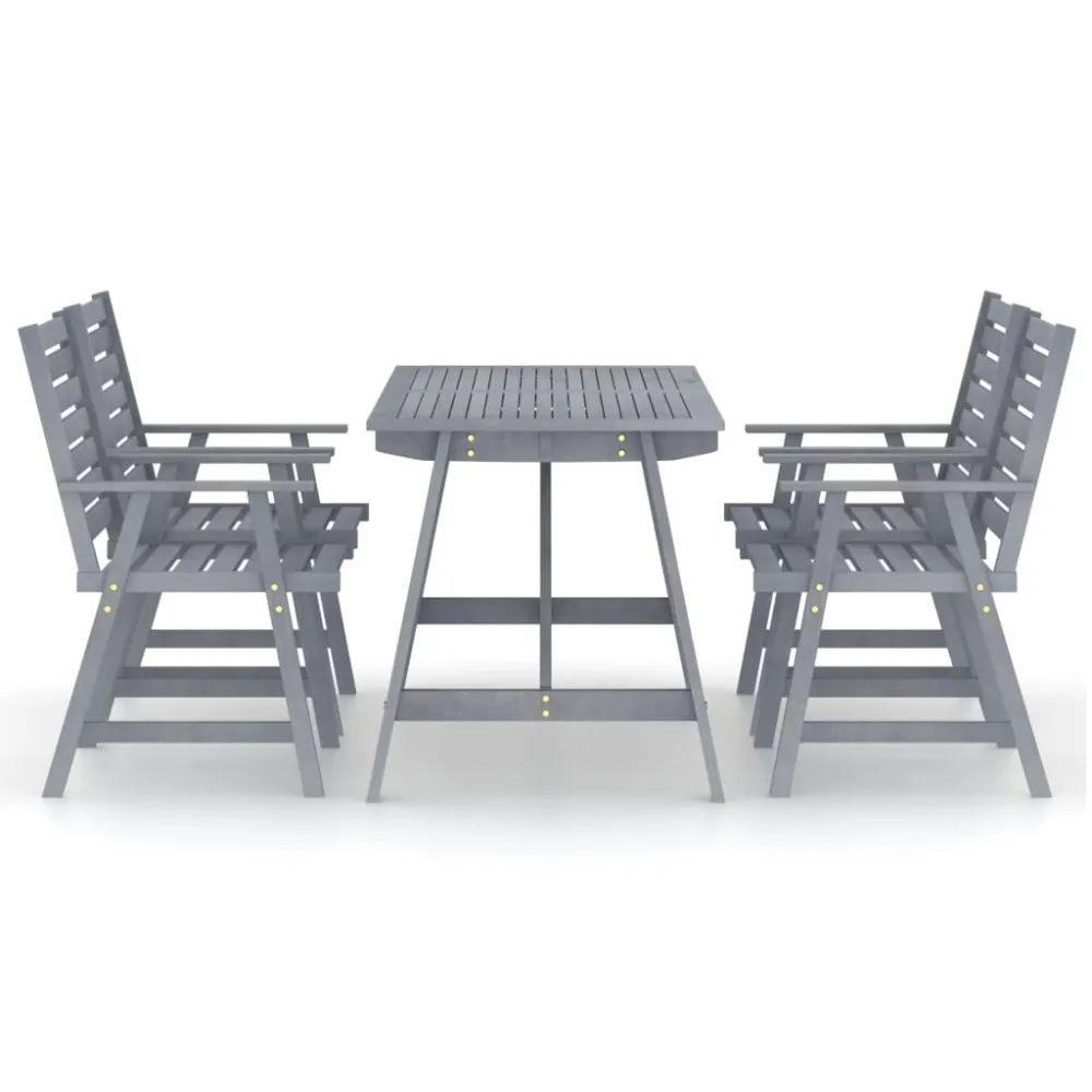 vidaXL juego de comedor de jardín 5 pzas madera maciza de acacia gris en Color Café y Beige