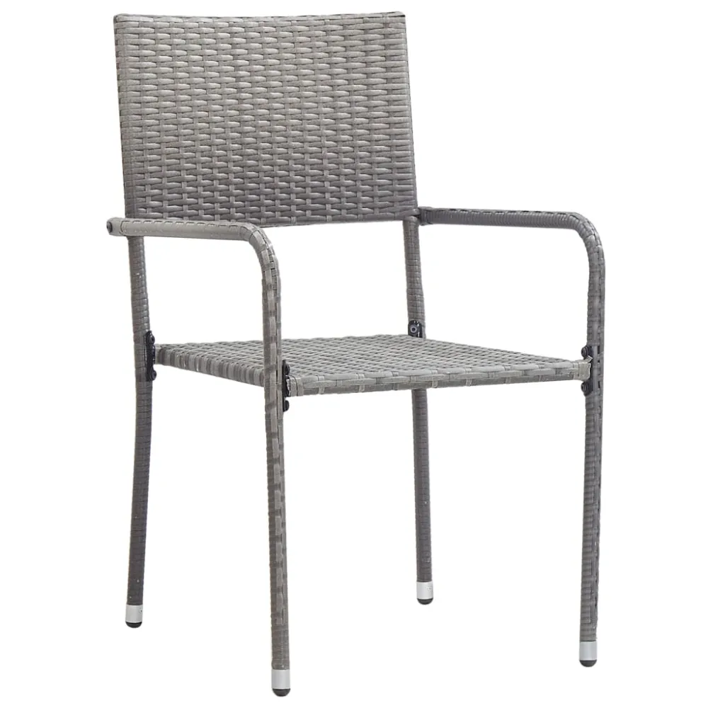 vidaXL juego de comedor jardín 5 pzas ratán sintético acero gris negro con Sombrilla Incluida