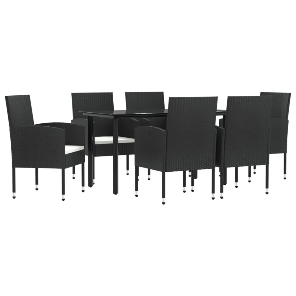 vidaXL juego de comedor de jardín 7 pzas ratán sintético y acero negro para Terraza y Piscina
