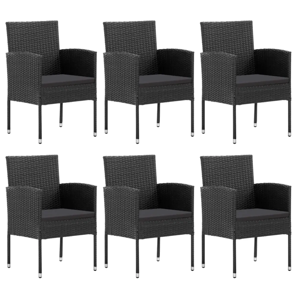 vidaXL juego de comedor de jardín 7 pzas ratán sintético y acero negro en Color Café y Beige