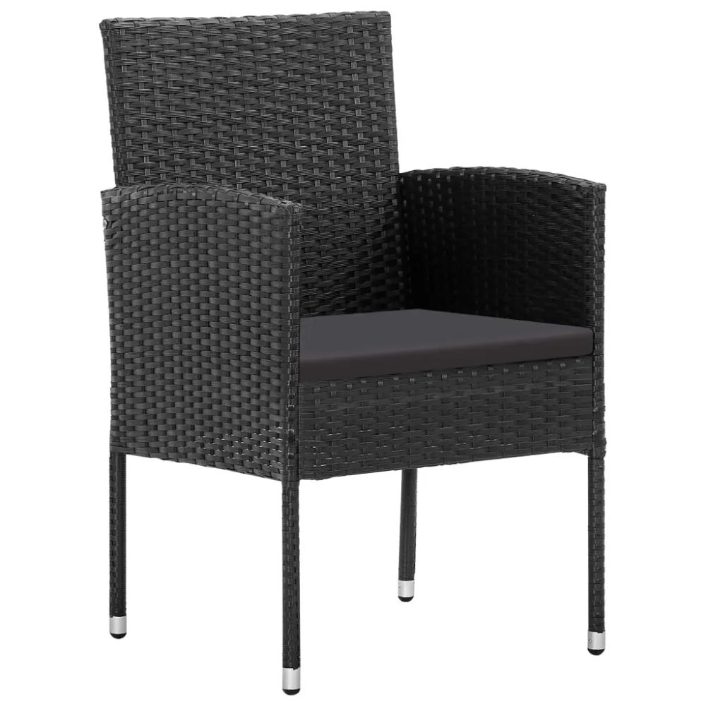 vidaXL juego de comedor de jardín 7 pzas ratán sintético y acero negro en Color Café y Beige