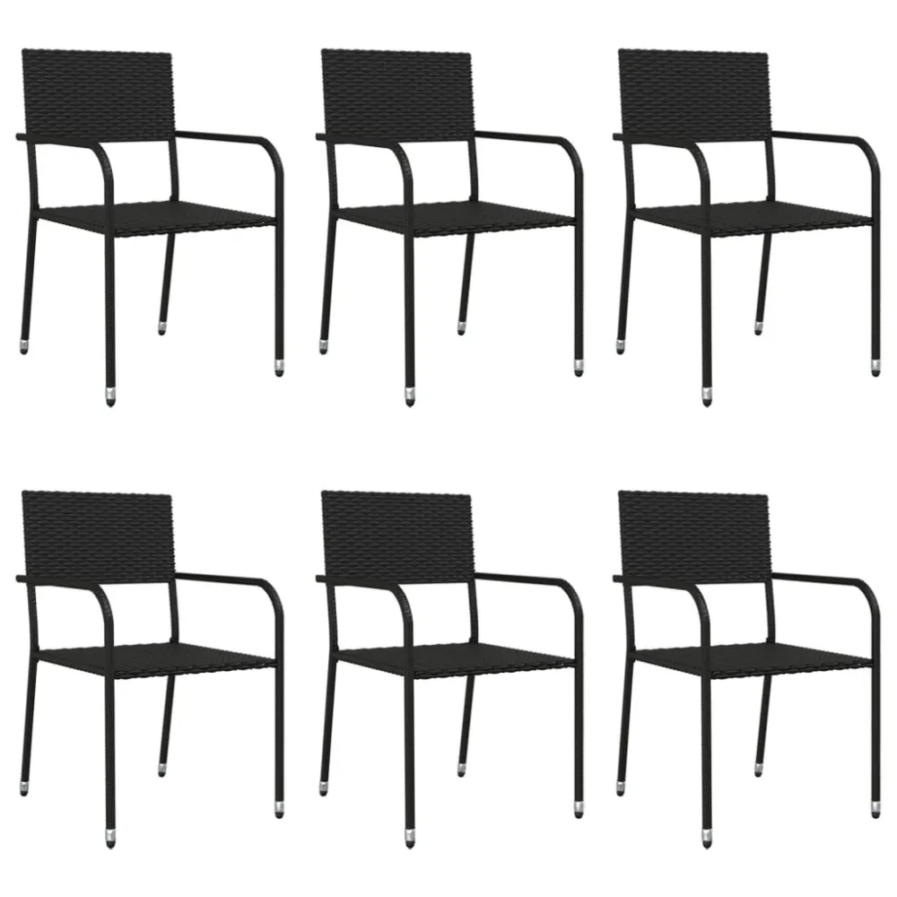 vidaXL juego de comedor de jardín 7 pzas ratán sintético y acero negro Resistente la Intemperie