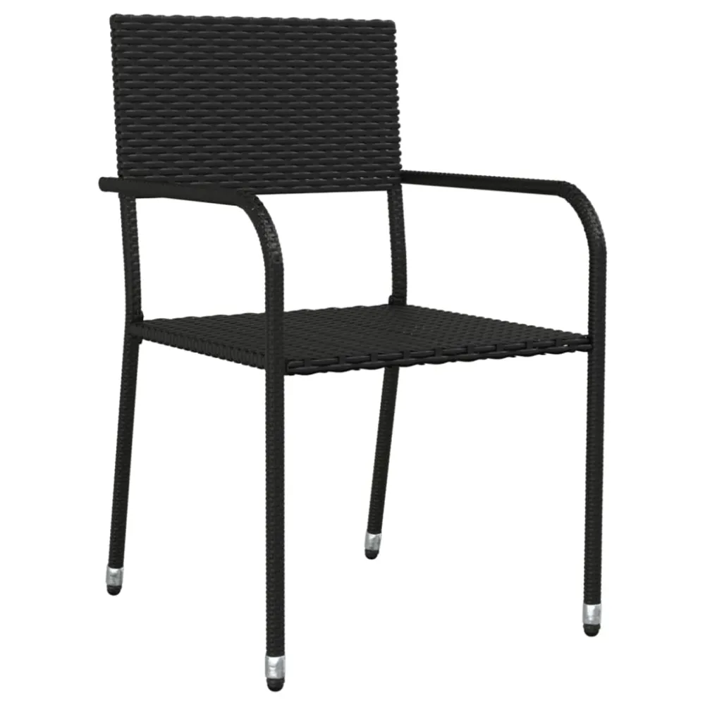 vidaXL juego de comedor de jardín 7 pzas ratán sintético y acero negro Resistente la Intemperie